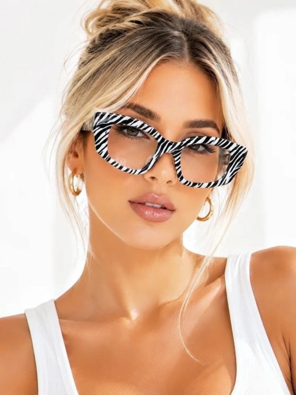 Zebra Print Cat Eye Sunglasses New